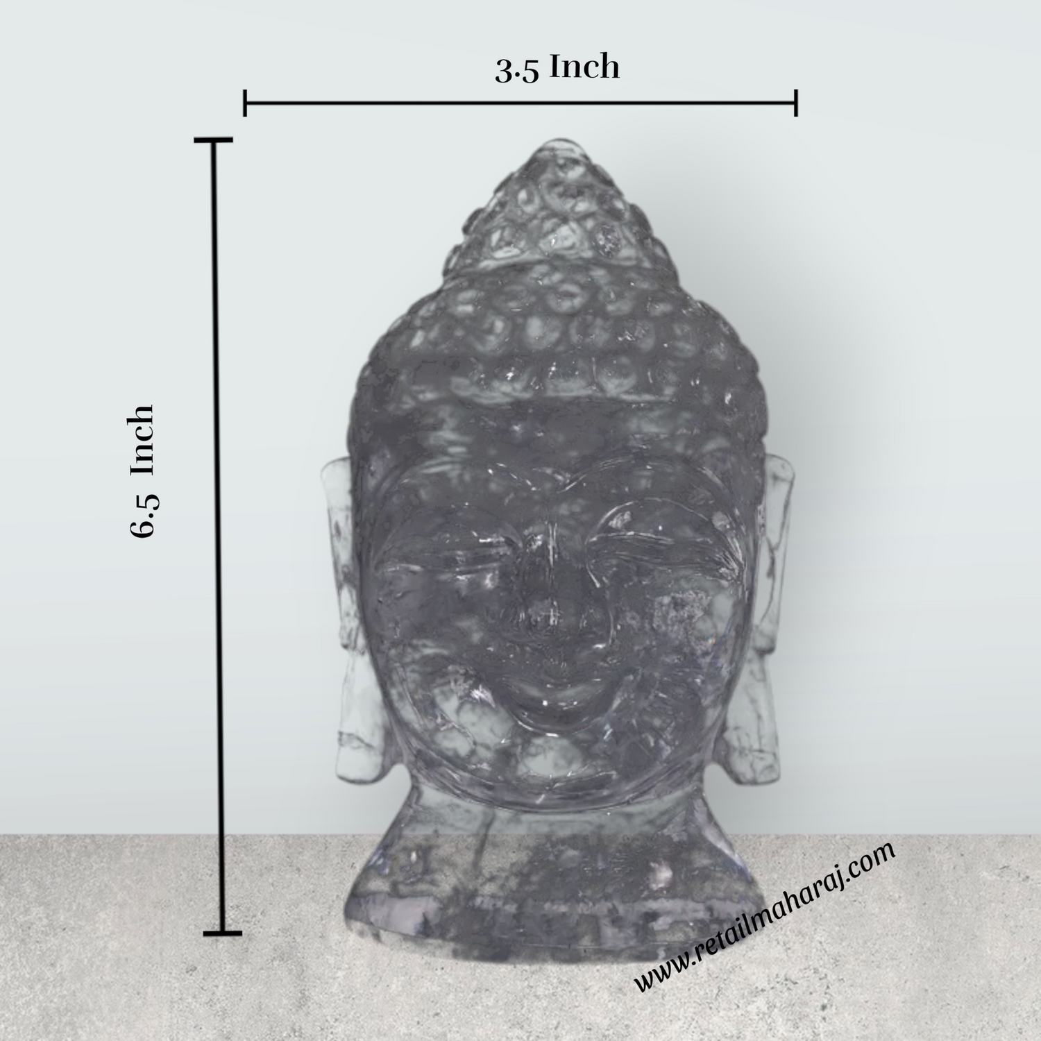 Buddha Head Statue - 6.5 x 3.5 Inches | Sphatik Buddha Face Idol / Head Of Buddha Statue for Home Decor