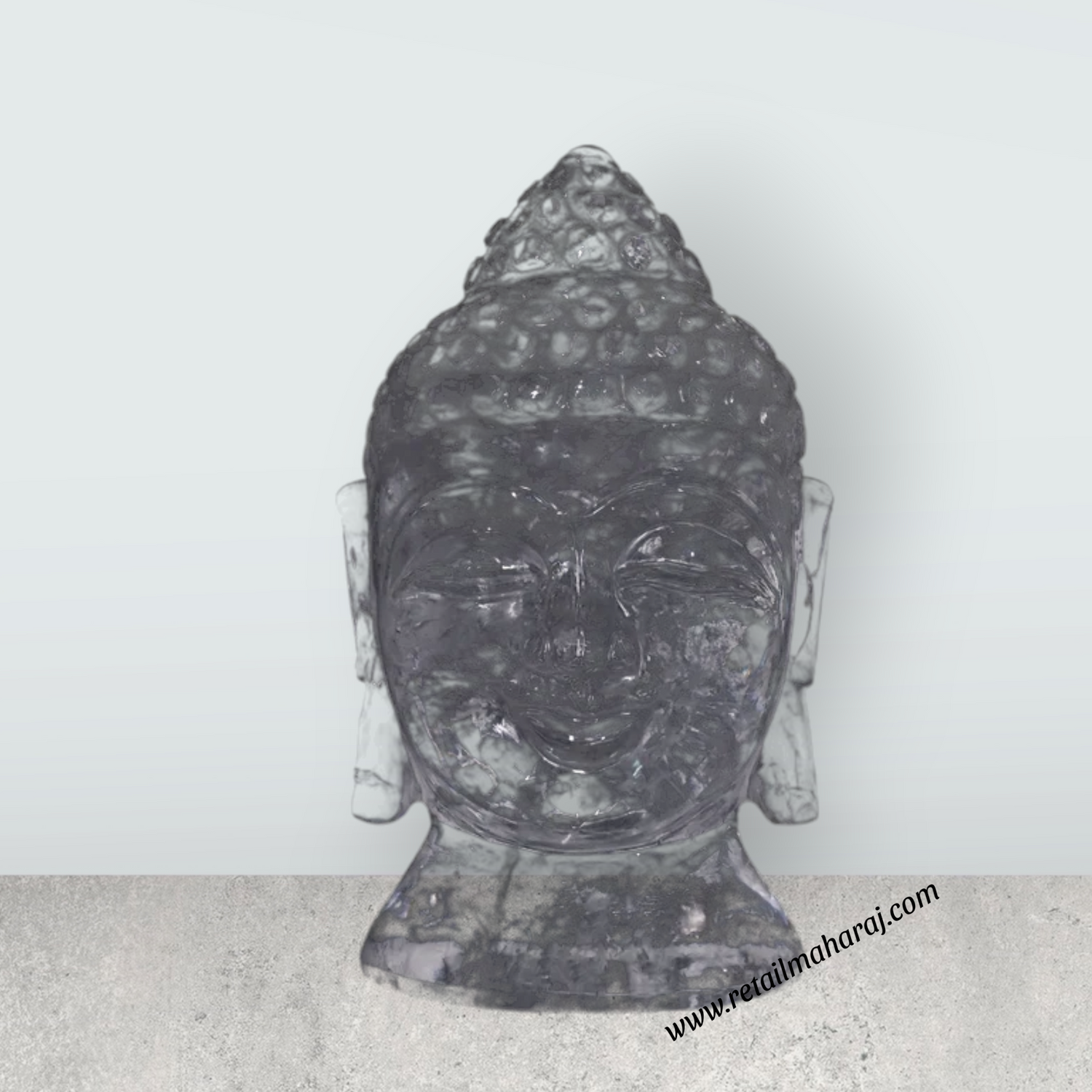 Buddha Head Statue - 6.5 x 3.5 Inches | Sphatik Buddha Face Idol / Head Of Buddha Statue for Home Decor