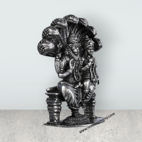 Lakshmi Narasimha Swamy Vigraham With Sheshnag - 2.5 X 2 Inches | Silver Idol/Antique Polish Laxmi Narasimha Idol - Retail Maharaj