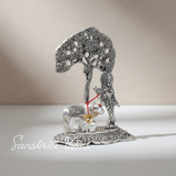 Metal Krishna Idol with Kamdhenu Cow Standing Under Tree – Decorative Showpiece Figurine for Pooja & Home Temple by Sanskriti Vibes | Glossy Finish