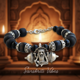 Pure Tulsi Special Narasimha Strong Kavach Silver Bracelet – Adjustable 92.5% Silver with Black Tulsi Beads