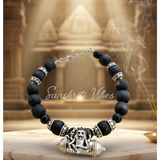 Pure Tulsi Special Narasimha Strong Kavach Silver Bracelet – Adjustable 92.5% Silver with Black Tulsi Beads