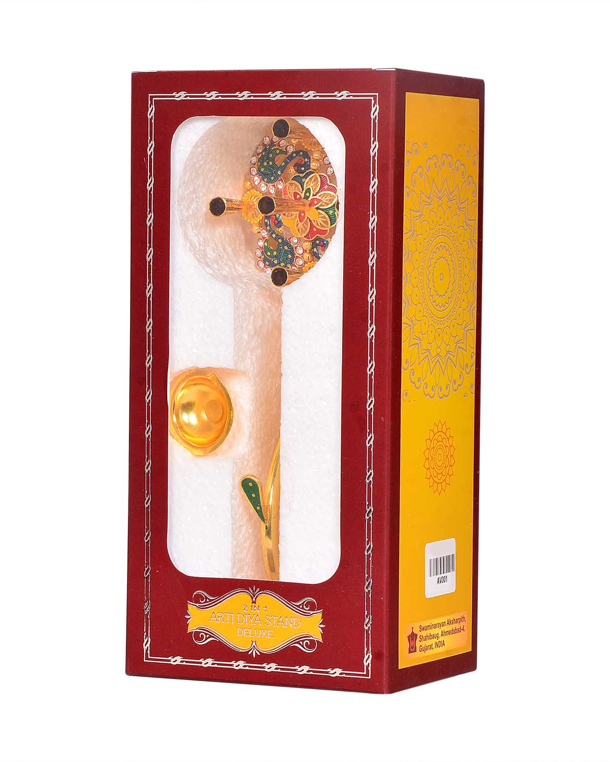 Pooja 5 Diya Aarti Metal Stand – Ornamental Diya for Spiritual Rituals