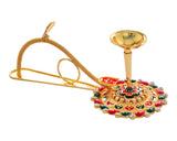 Pooja Diya Aarti Metal Stand – Ornamental Diya for Wick Balls & Sticks
