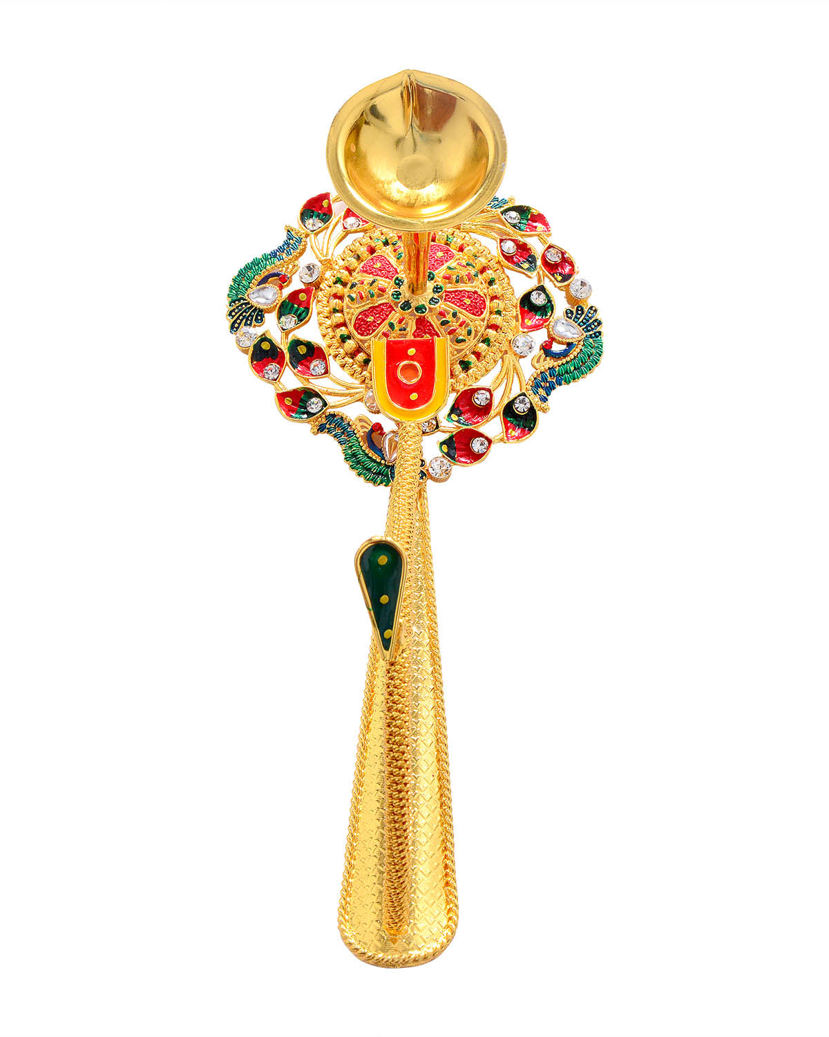 Pooja Diya Aarti Metal Stand – Versatile Diya for Wick Balls & Sticks