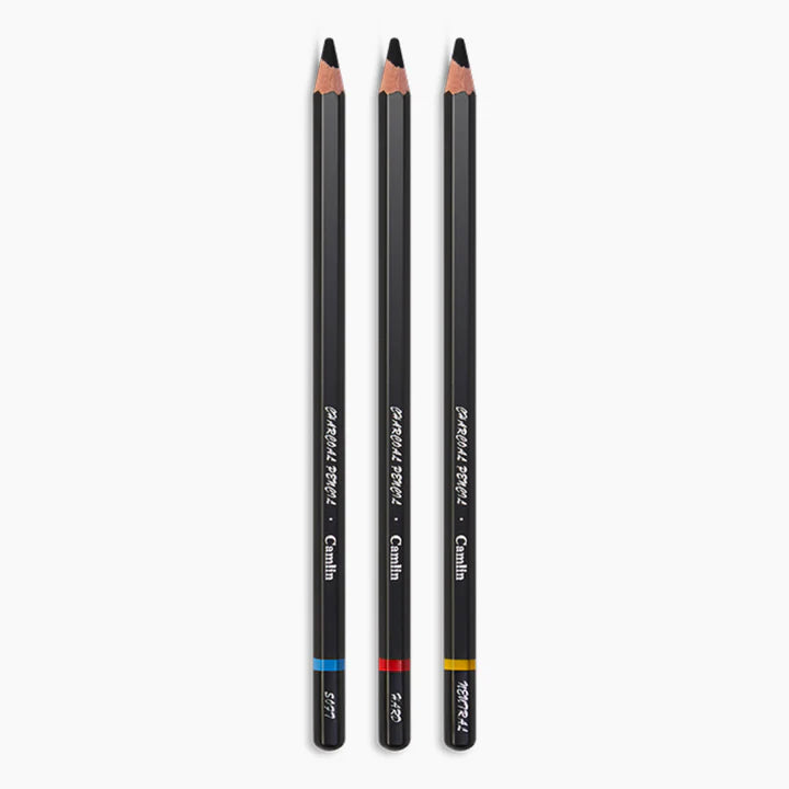Camlin Charcoal Pencils Assorted Set of 3 Grades for Drawing and Sketching - Retail Maharaj