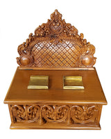 Puja Peti Carving Wooden Box for God Murtis (10" x 7.5")