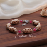 Krishna Carving Silver Bracelet with Original Pearls – Elegant and Spiritual Jewelry