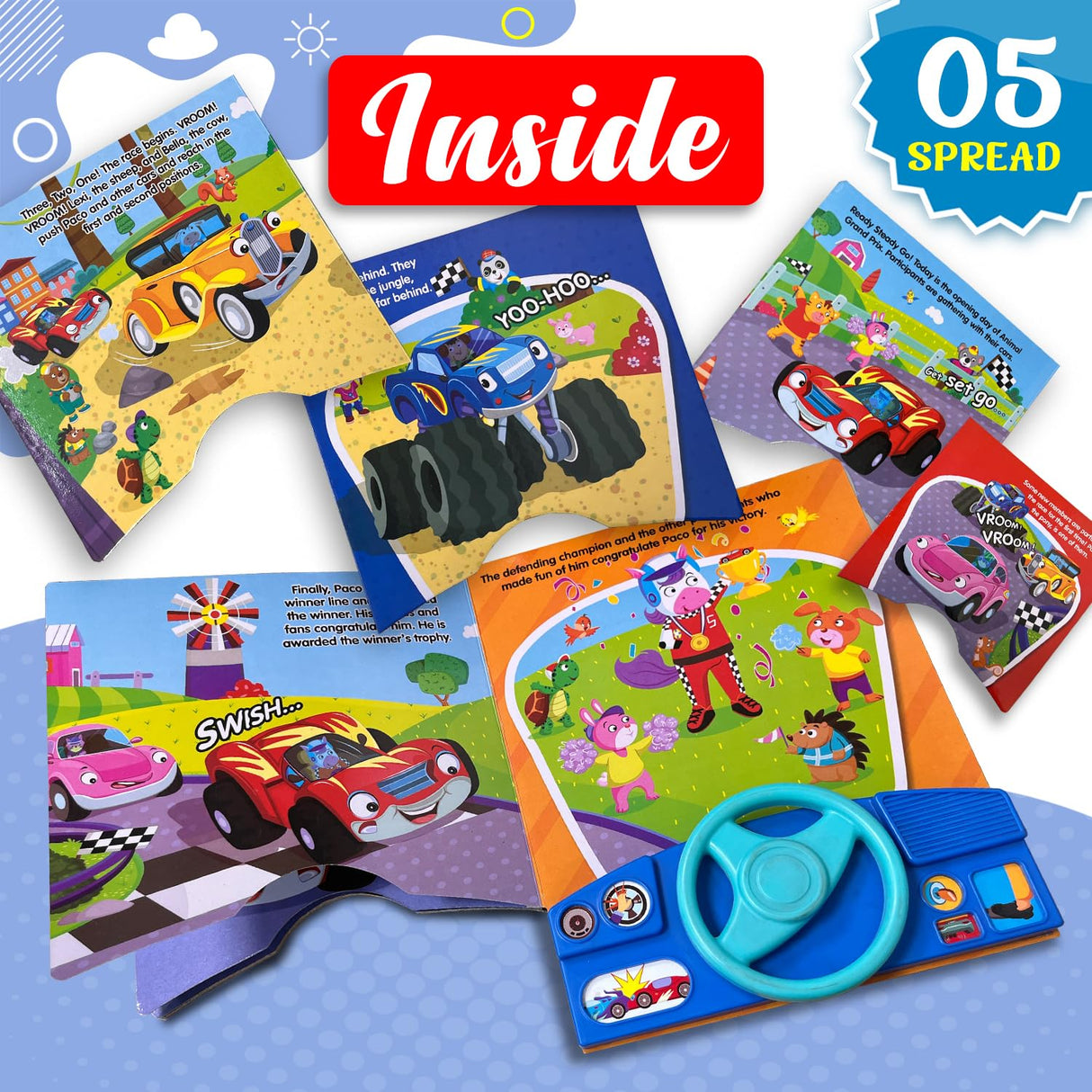 My First Car Racing Sound Book | Interactive Musical Board Book for Toddlers | Vehicle Sounds and Early Learning Fun - Retail Maharaj