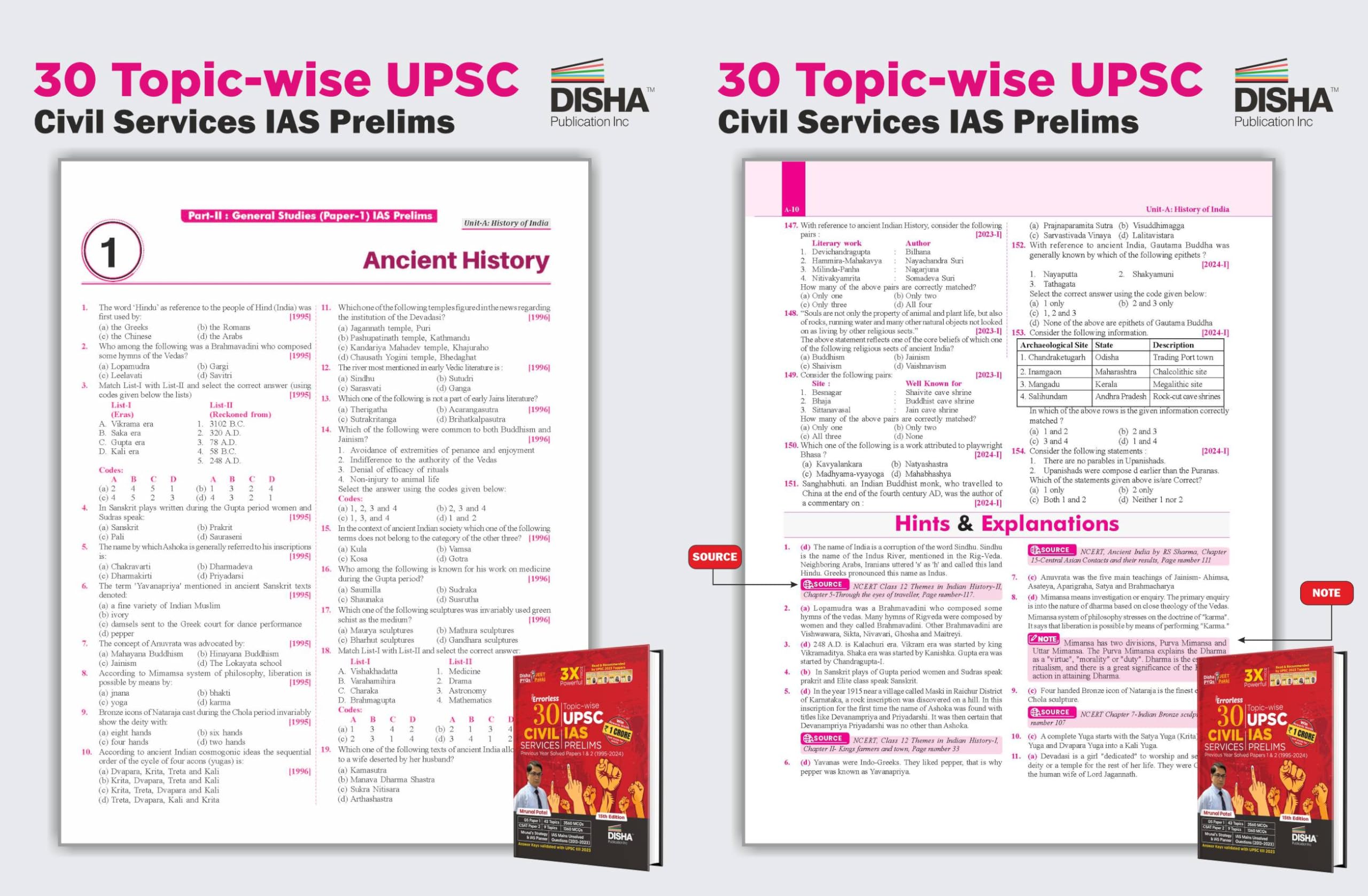 30 Topic-wise UPSC Civil Services IAS Prelims Previous Year Solved Papers 1 &amp; 2 (1995 - 2024) 15th Edition | General Studies &amp; Aptitude (CSAT) PYQs Question Bank