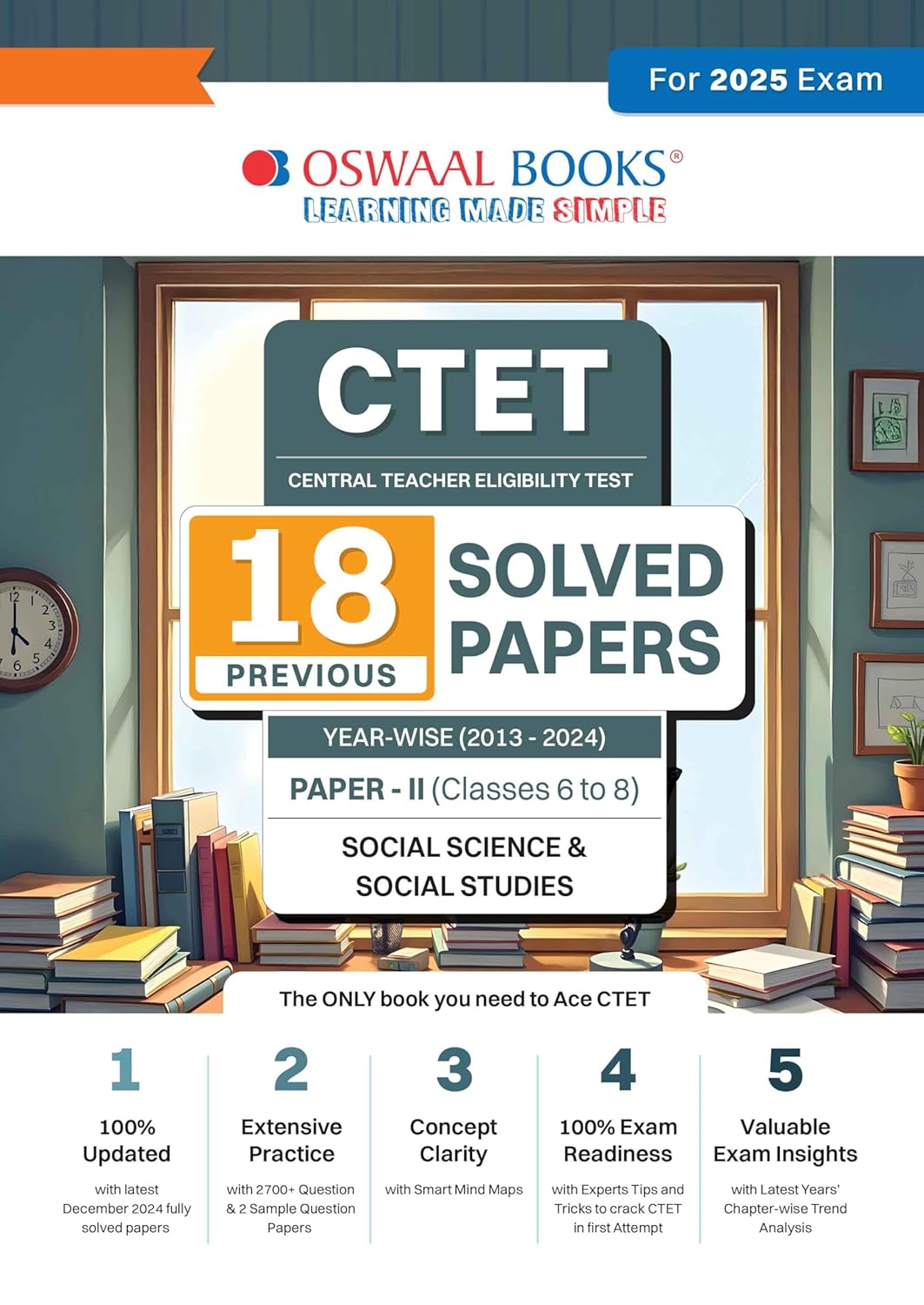 Oswaal CTET 18 Previous Solved Papers Paper-2 (Classes 6 To 8) Social Science & Studies (2025) - Retail Maharaj