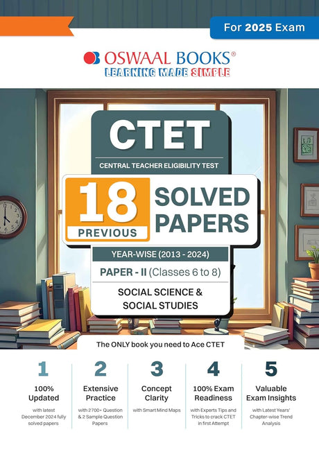 Oswaal CTET 18 Previous Solved Papers Paper-2 (Classes 6 To 8) Social Science & Studies (2025) - Retail Maharaj