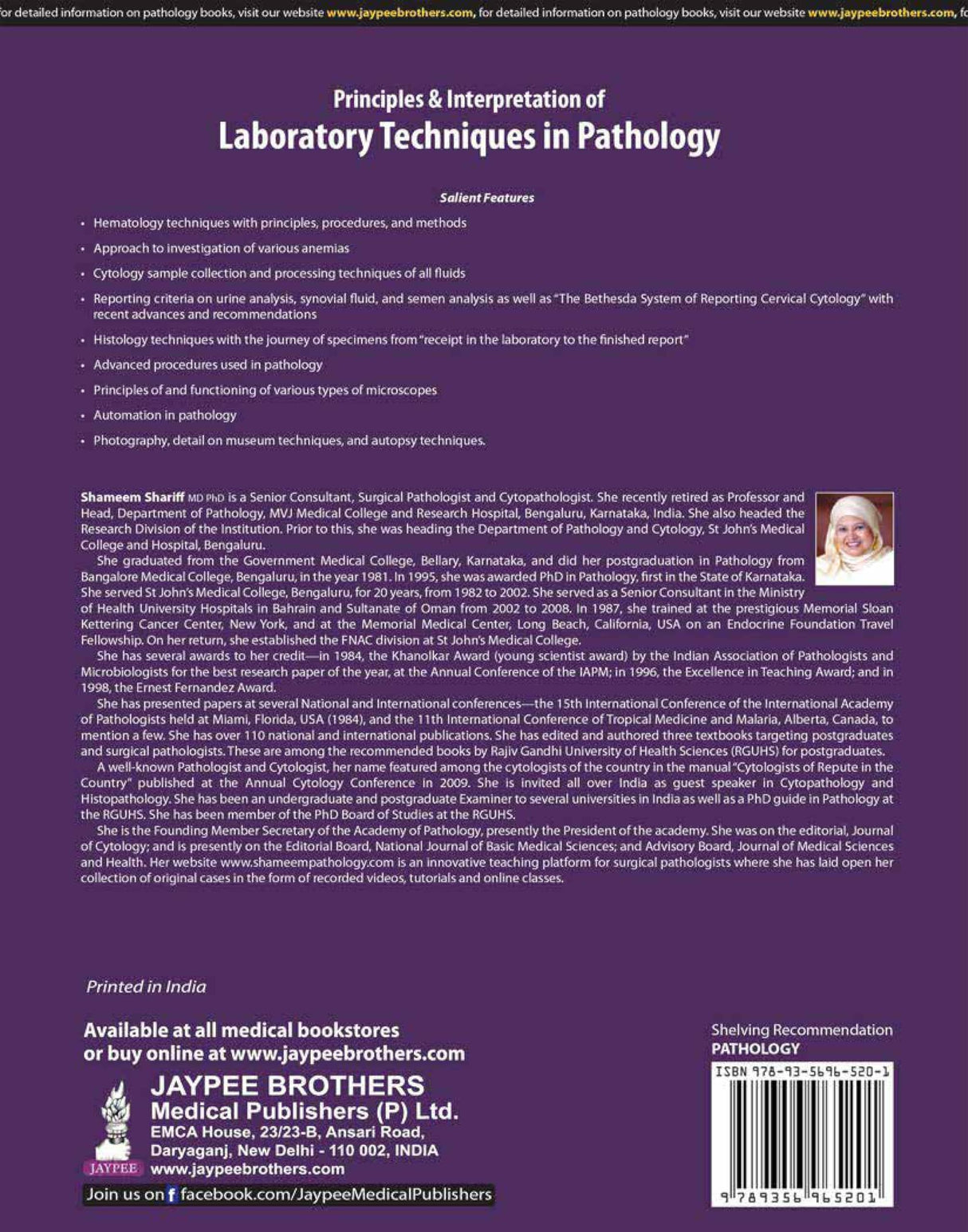 PRINCIPLES & INTERPRETATION OF LABORATORY TECHNIQUES IN PATHOLOGY