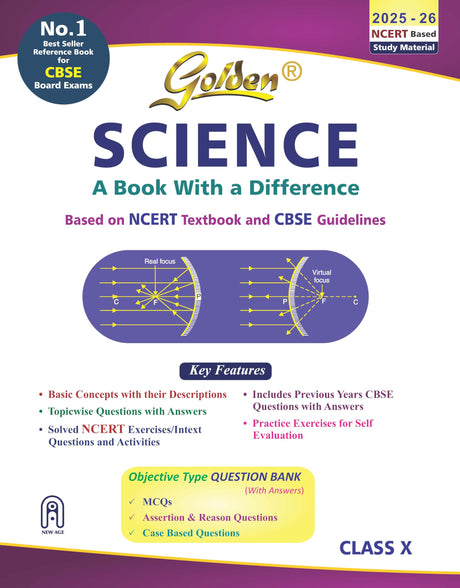 Golden Science Study Material Based on NCERT for Class-10 | For CBSE 2026 Board Exams | Solved NCERT Exercises | Objective Type Question | Previous CBSE Board Paper Solved | Assertion & Case Based - Retail Maharaj