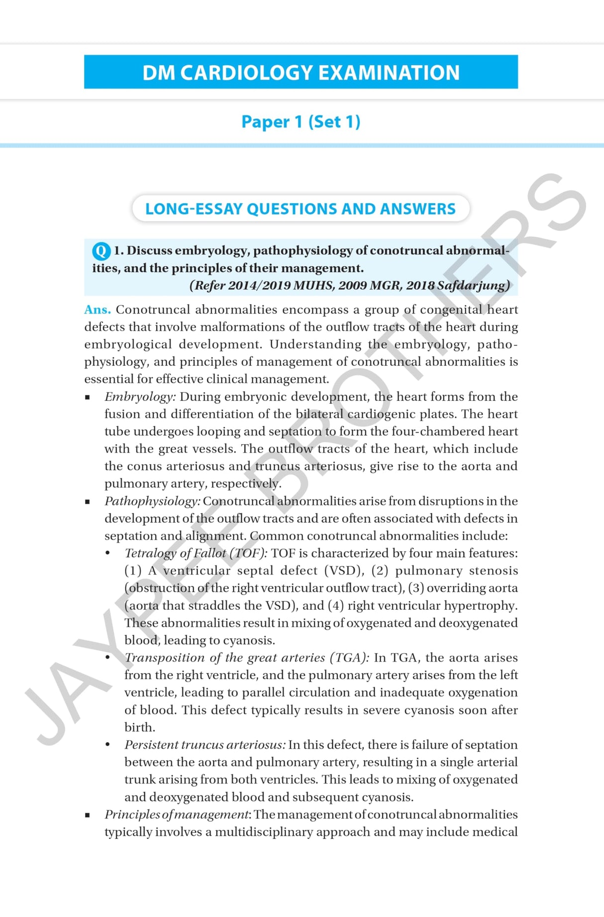 CARDIOLOGY EXAMINATION PAPER FOR DM (CARDIOLOGY) STUDENTS