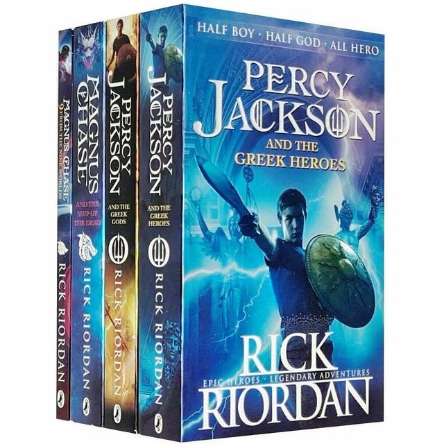 Rick Riordan Percy Jackson’s Greek Myths & Magnus Chase Series 4 Books Collection Set (Greek Heroes, Greek Gods, Ship of the Dead, 9 From the Nine Worlds) - Retail Maharaj