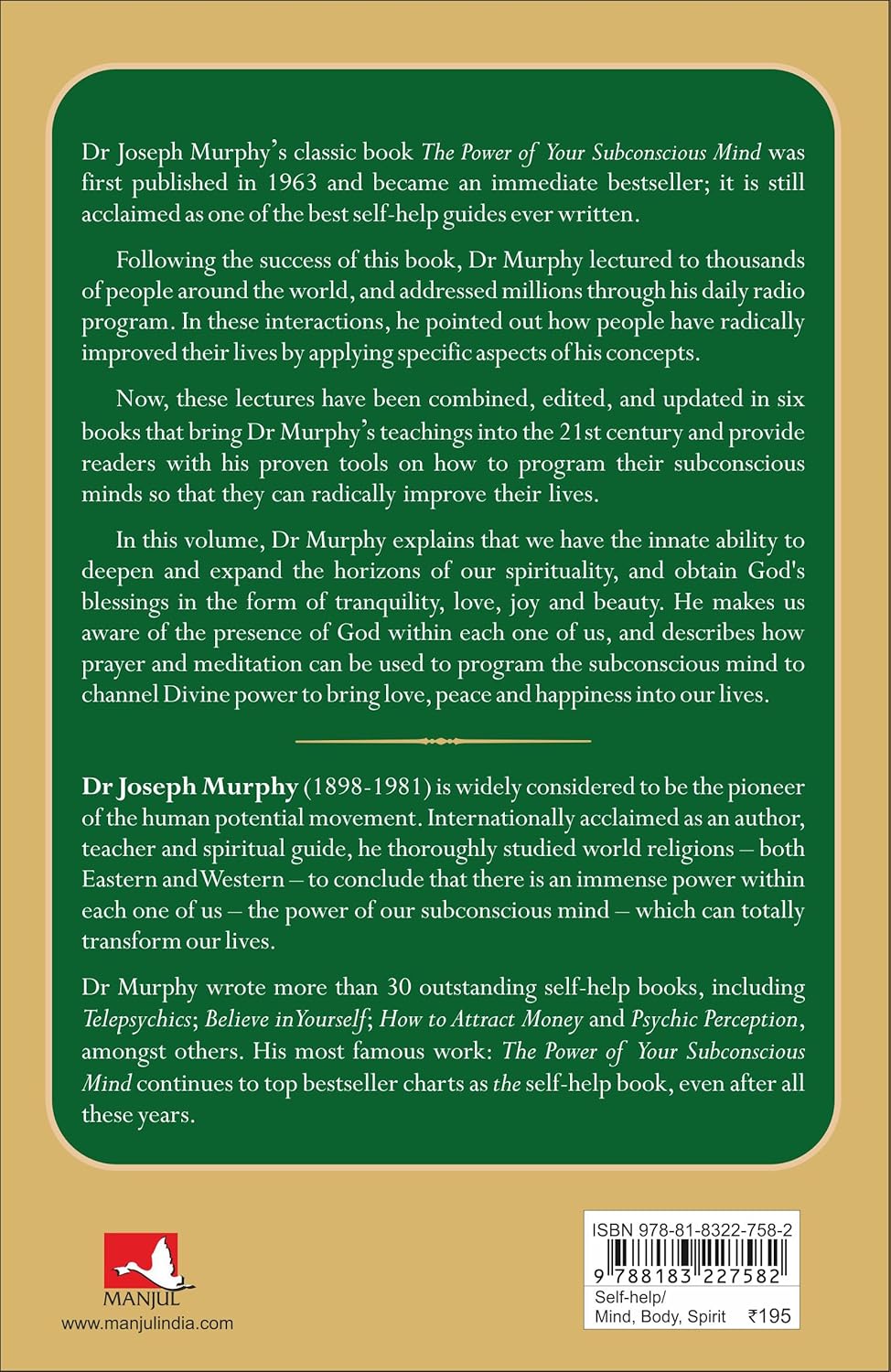 Maximize Your Potential Through the Power of Your Subconscious Mind for a More Spiritual Life [English] - Retail Maharaj