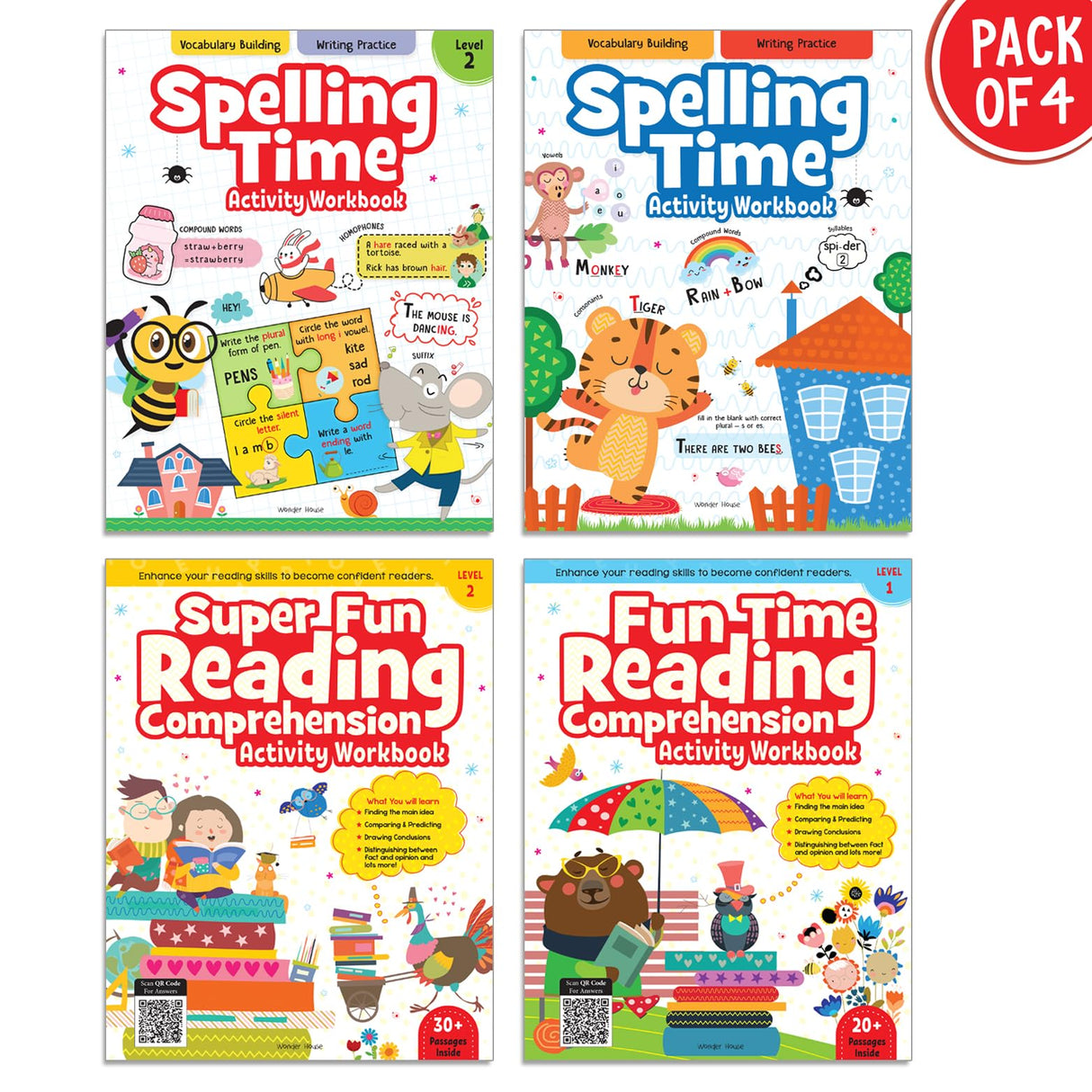 Reading Comprehension and Spelling Book Pack of 4 Books | Retail Maharaj