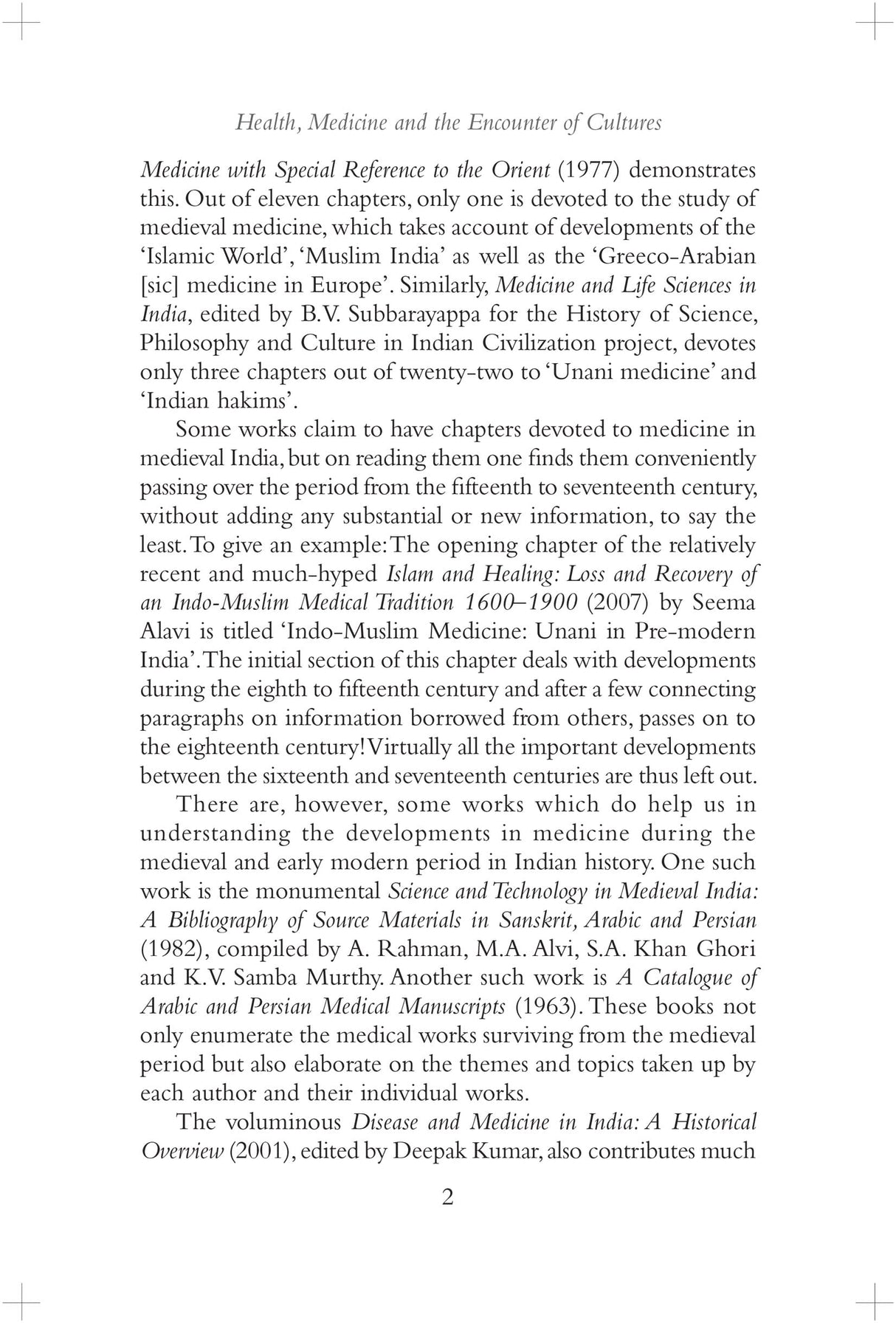 Health, Medicine and the Encounter of Cultures in India