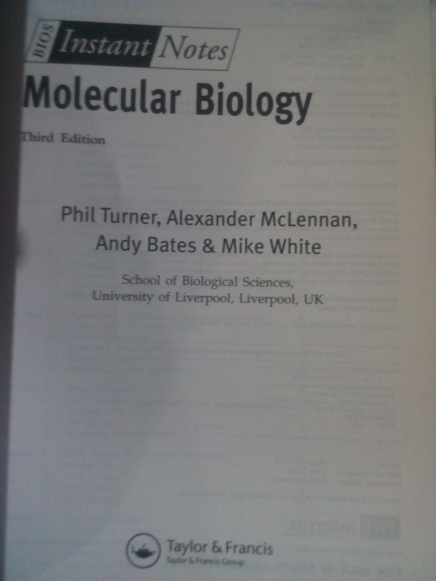 Molecular Biology (Instant Notes)