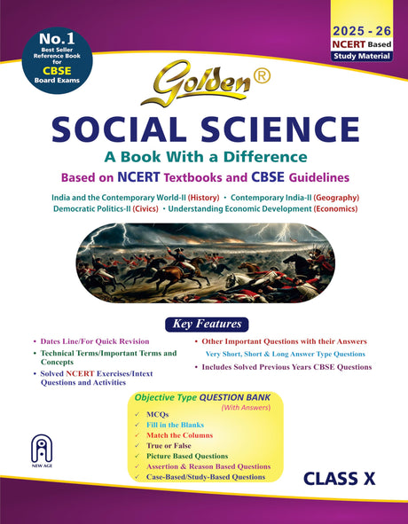 Golden Social Science Study Material Based on NCERT for Class-10 | For CBSE 2026 Board Exams | Objective Type Question | Solved NCERT Exercises | Previous Board Paper Solved | Assertion & Case Based - Retail Maharaj