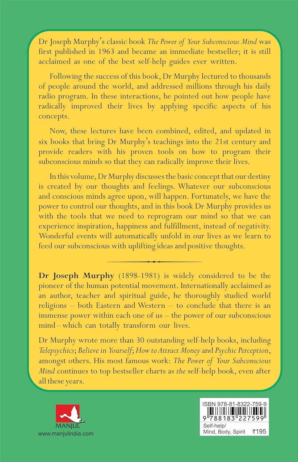 Maximize Your Potential Through the Power of Your Subconscious Mind for An Enriched Life [English] - Retail Maharaj