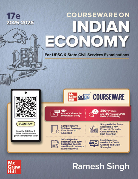 Indian Economy Courseware (English) by Ramesh Singh | 17th Edition | UPSC CSE 2025-26 | Civil Services Exam – Prelims & Mains | 250+ Solved Online Prelims PYQs (2011–2024), 80+ Online Mains PYQs (2013–2024) | Updated Economic Survey, Union Budget, Govt Sc - Retail Maharaj