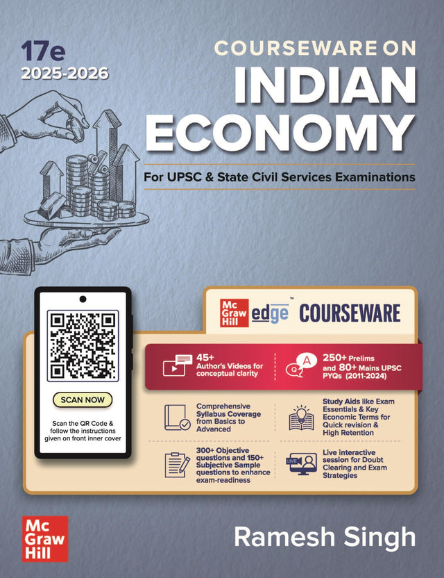 Indian Economy Courseware (English) by Ramesh Singh | 17th Edition | UPSC CSE 2025-26 | Civil Services Exam – Prelims & Mains | 250+ Solved Online Prelims PYQs (2011–2024), 80+ Online Mains PYQs (2013–2024) | Updated Economic Survey, Union Budget, Govt Sc - Retail Maharaj