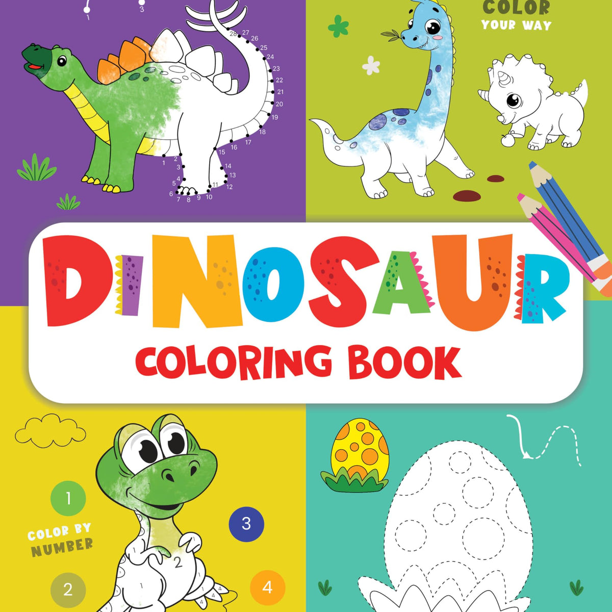 Dinosaur Coloring Book: Fun Dinosaur Coloring Activity Book for Kids ...