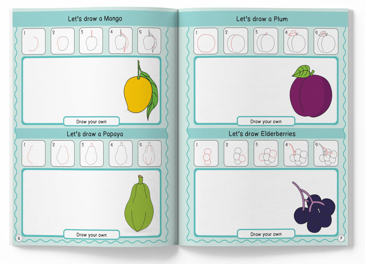 How to Draw: 101 Fruits and Vegetables | Step-by-Step Drawing Activity Book for Kids | Ages 5+ | Boost Creativity & Fine Motor Skills Through Art - Retail Maharaj
