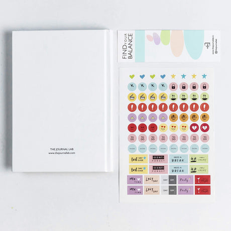 Find Your Balance Undated Planner Journal | Gratitude Journal with Habit Tracker & Mood Tracker | Includes Journaling Stickers | Undated | 4 Months - 300 Pages | (Stone White) - Retail Maharaj