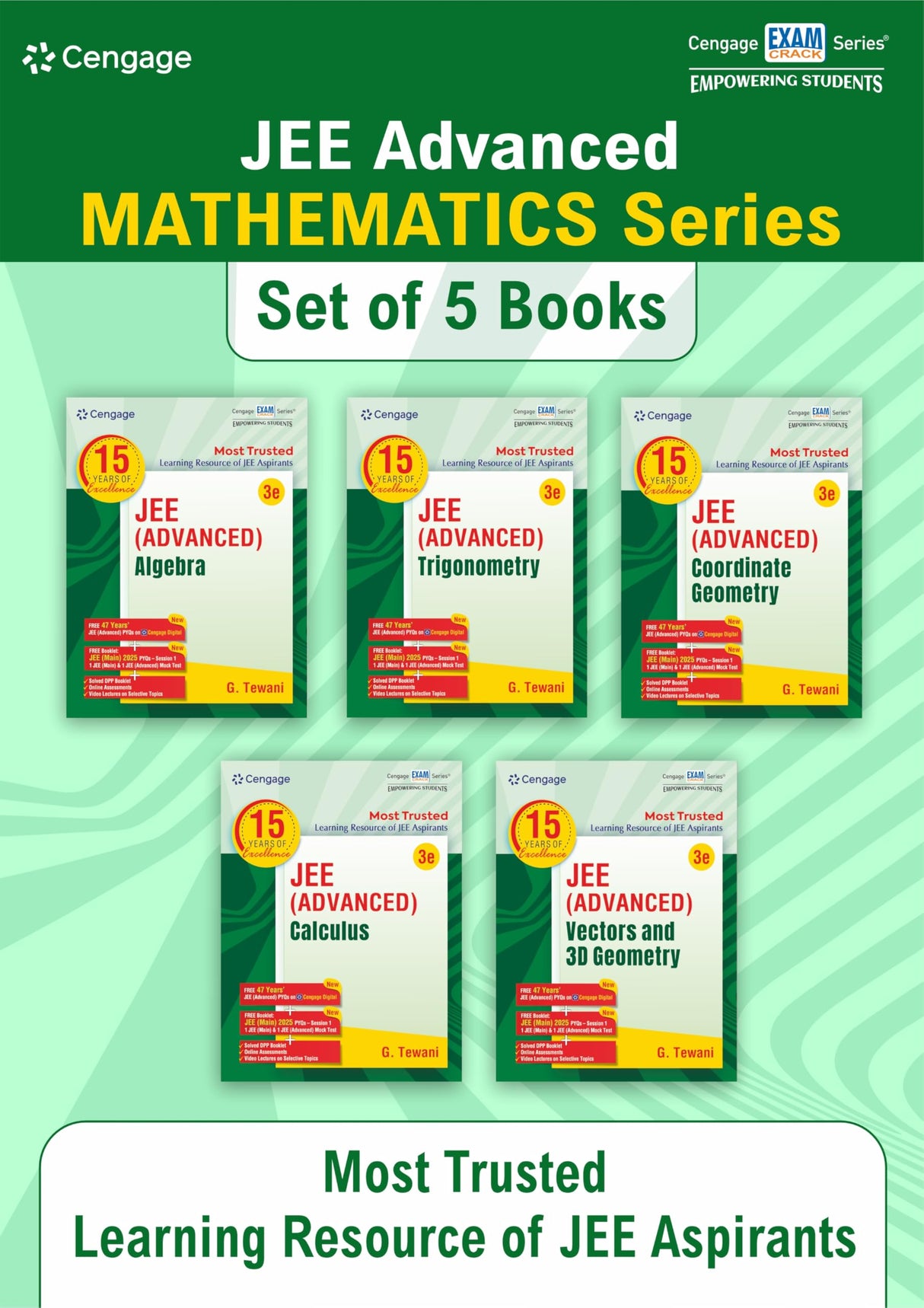 Cengage Mathematics Combo for JEE Advanced: Algebra + Calculus + Coordinate Geometry + Trigonometry + Vectors and 3D Geometry Set of 5 Books with Free Online Assessments & Digital Content