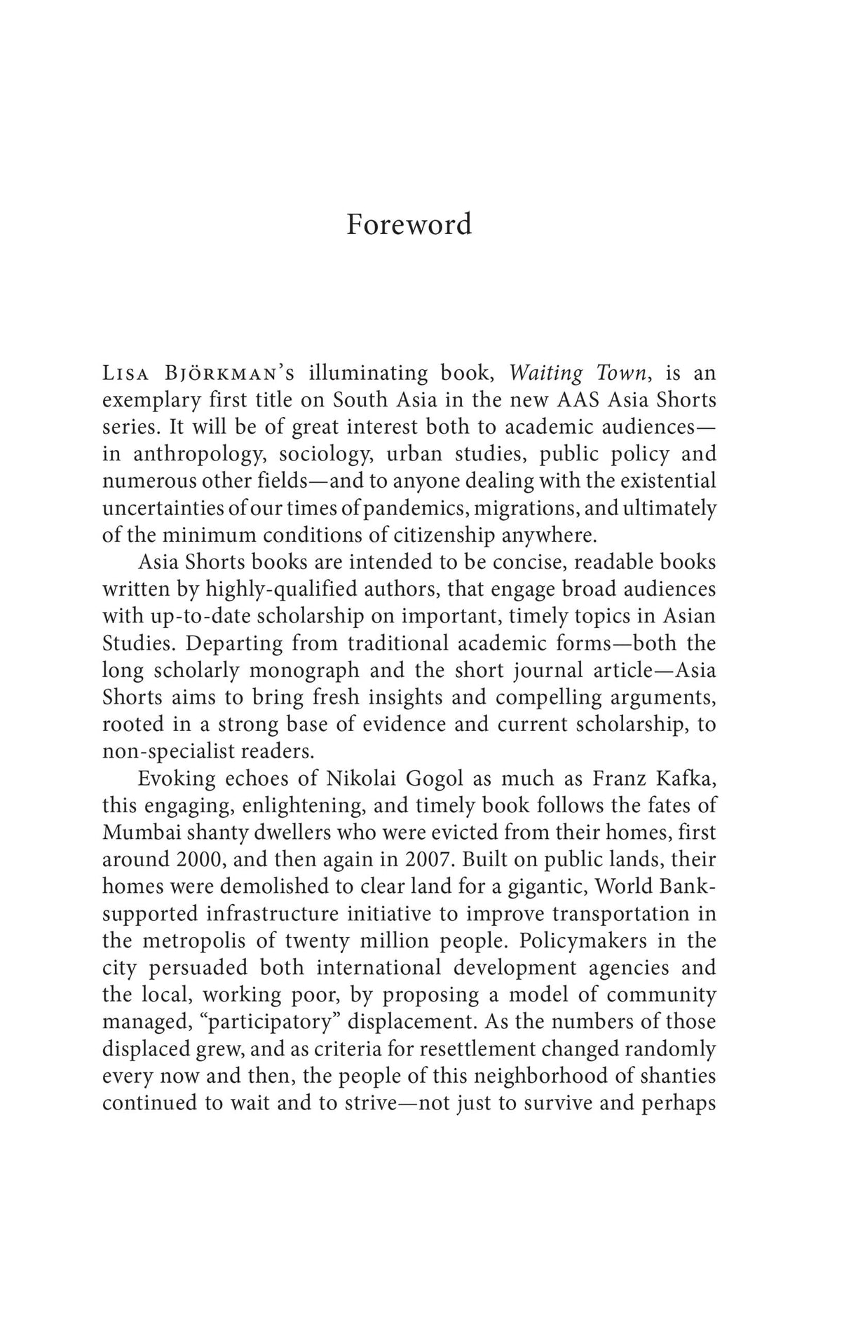 Waiting Town: Life in Transit and Mumbai's Other World-Class Histories