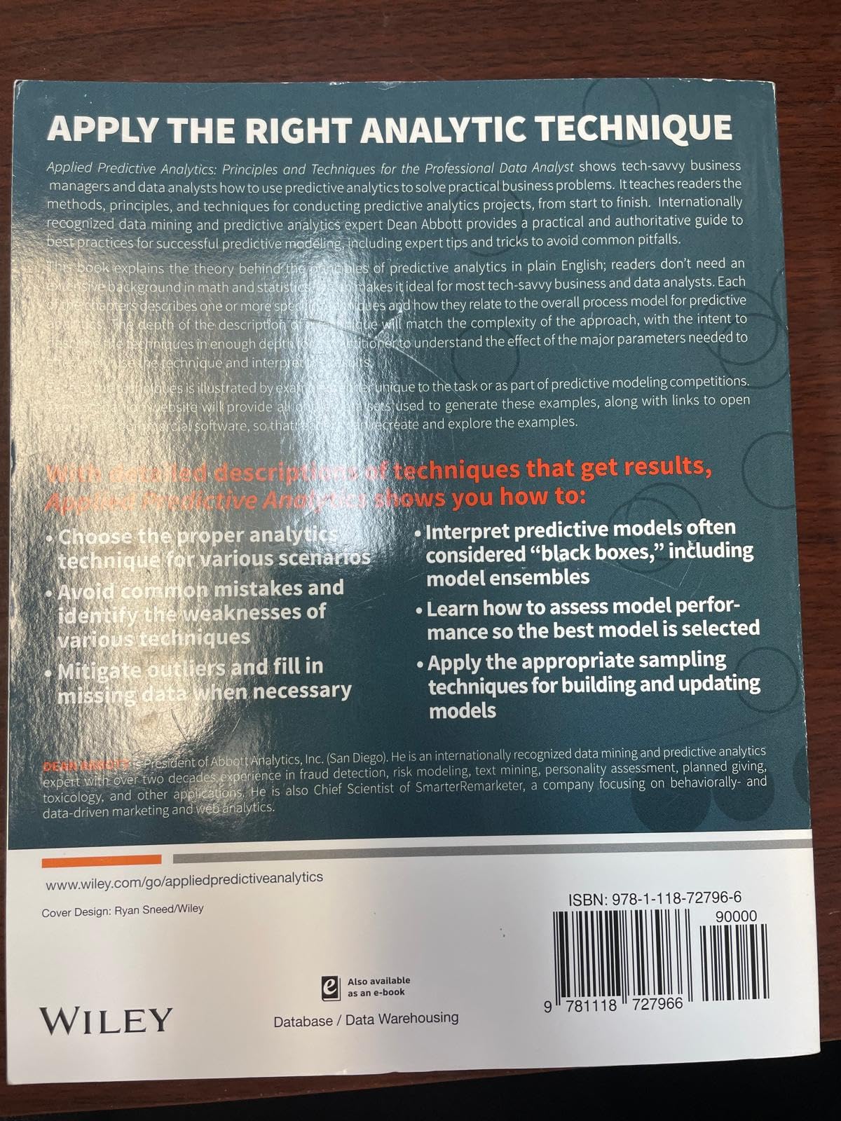 Applied Predictive Analytics: Principles and Techniques for the Professional Data Analyst