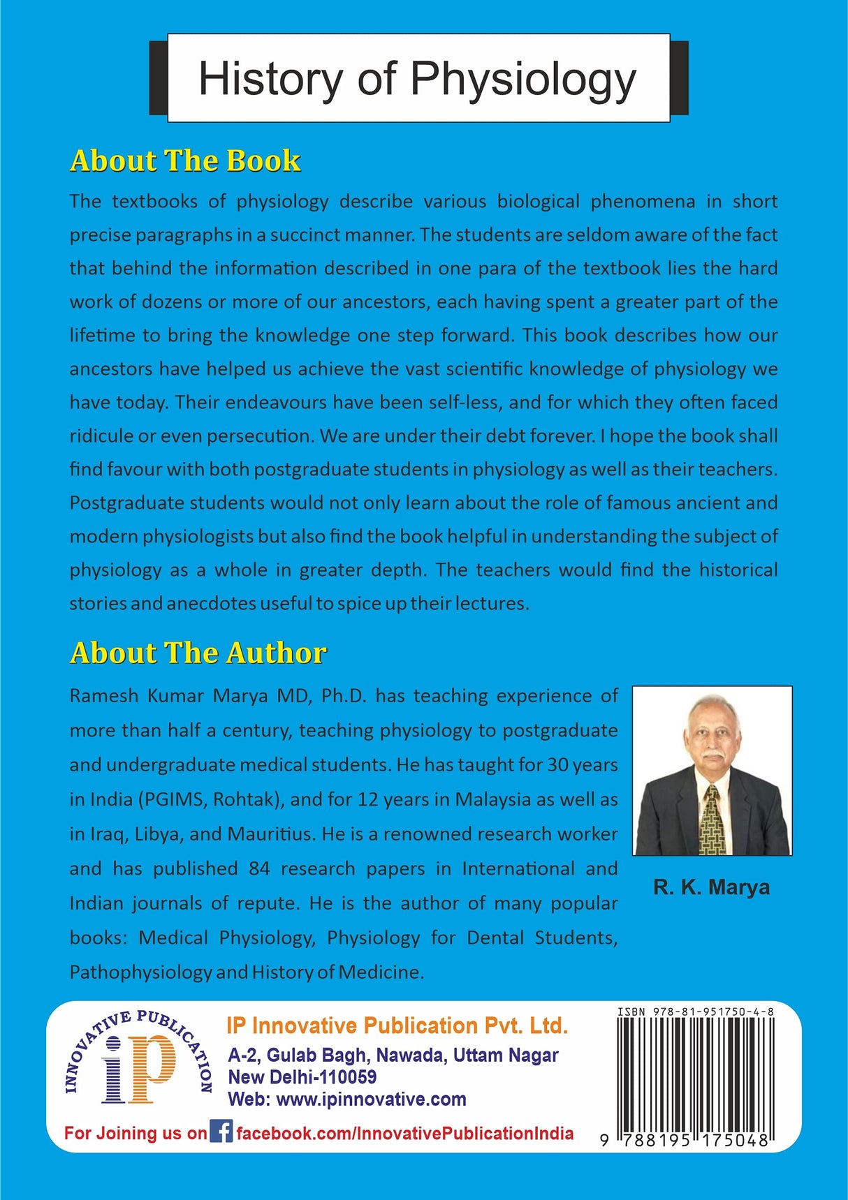 History of Physiology – For Postgraduate Students (First Edition, 2021)