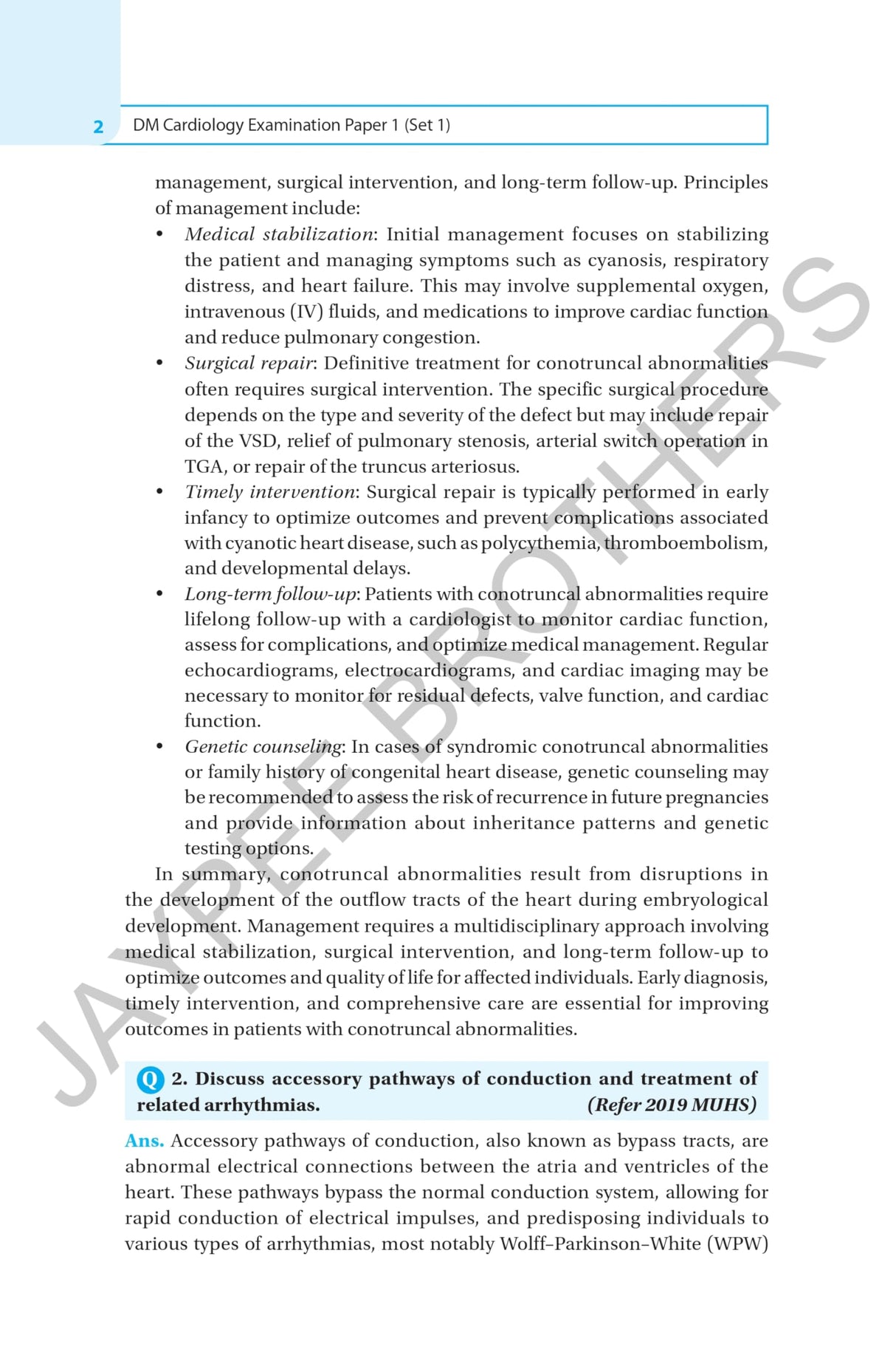 CARDIOLOGY EXAMINATION PAPER FOR DM (CARDIOLOGY) STUDENTS