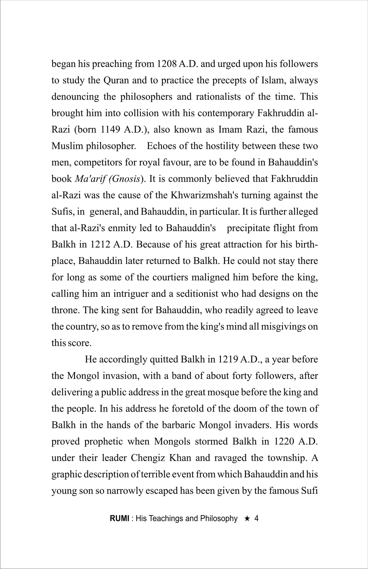 RUMI his teaching and philosophy [Hardcover] Mr R M CHOPRA