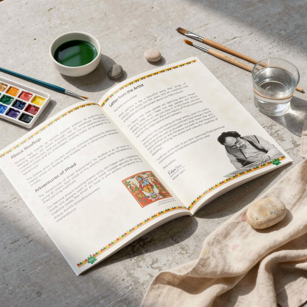Rooftop Artventures of Phad - Elementary | PAPERBACK (Softcover) | Children's Drawing & Colouring Art Book | DIY Activites, Step-by-step Simple Motifs ... Phad Art Elementary Painting book: english - Retail Maharaj