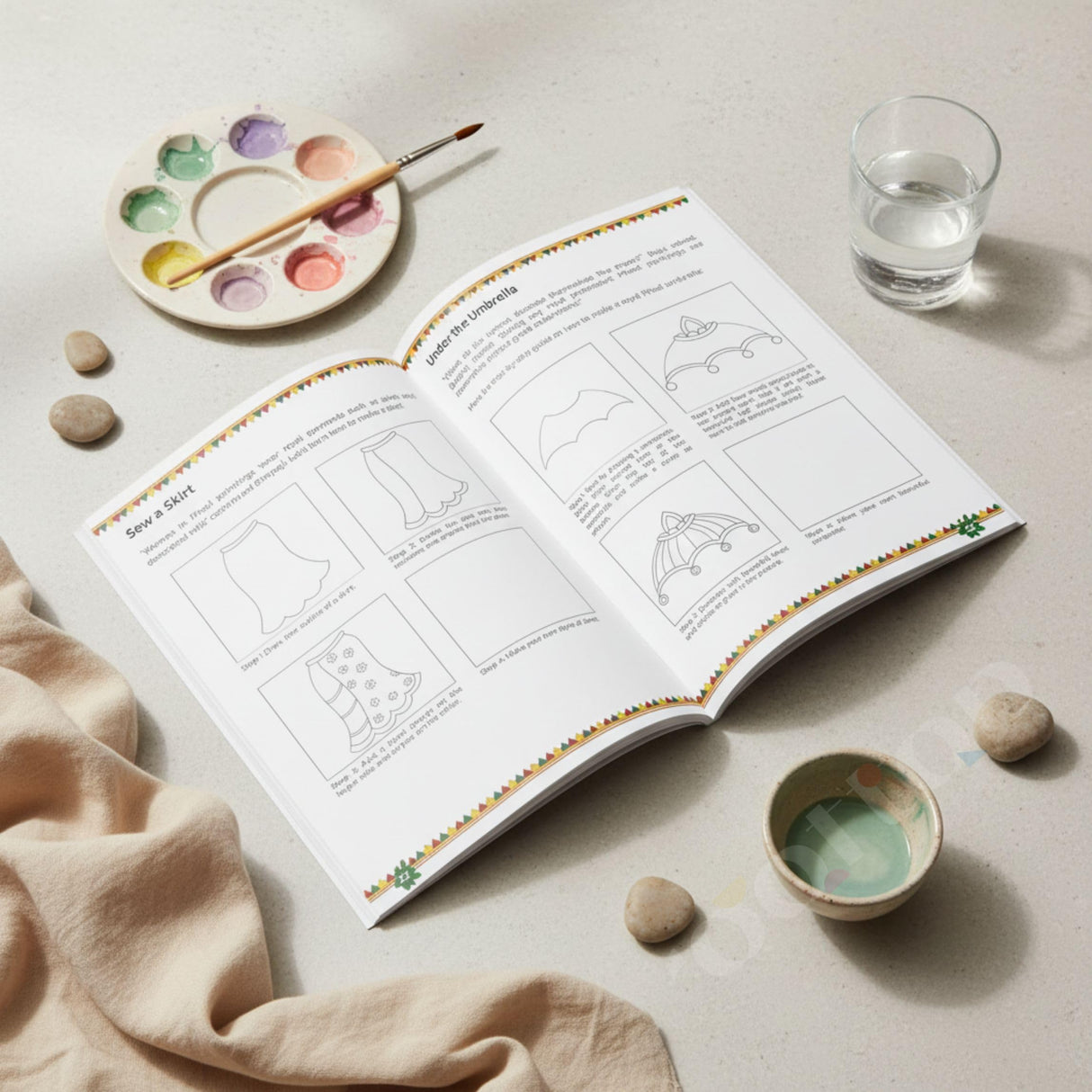 Rooftop Artventures of Phad - Elementary | PAPERBACK (Softcover) | Children's Drawing & Colouring Art Book | DIY Activites, Step-by-step Simple Motifs ... Phad Art Elementary Painting book: english - Retail Maharaj