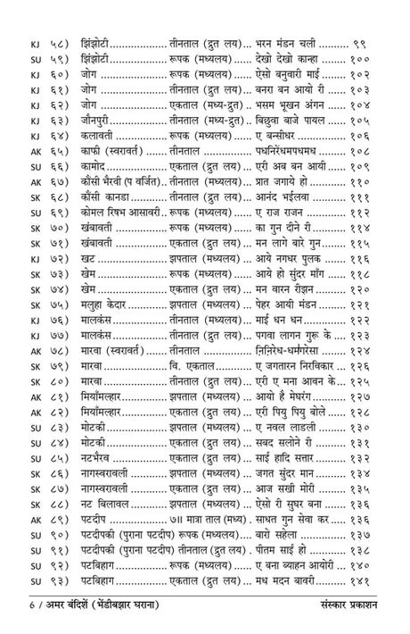 Amar Bandishe (Bhendi Bazar Gharana) (Bandish Notations) - Retail Maharaj
