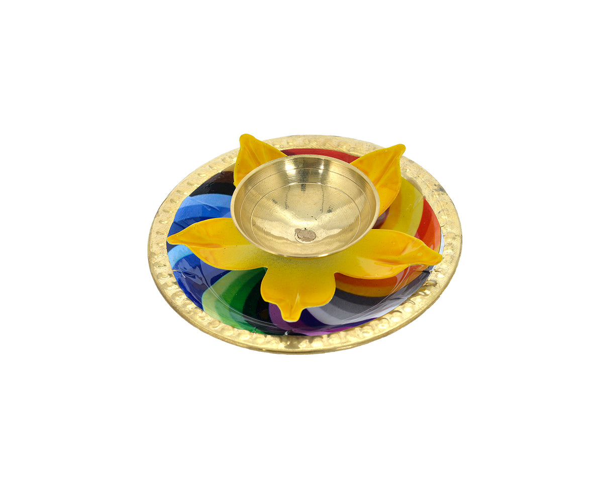 Lotus Colour Single Diya – Vibrant Traditional Design for Home Decor & Prayers