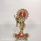 Metal Krishna Standing Playing Flute Gold Finish Statue for Pooja Room Home Decor Aluminium Decorative Showpiece