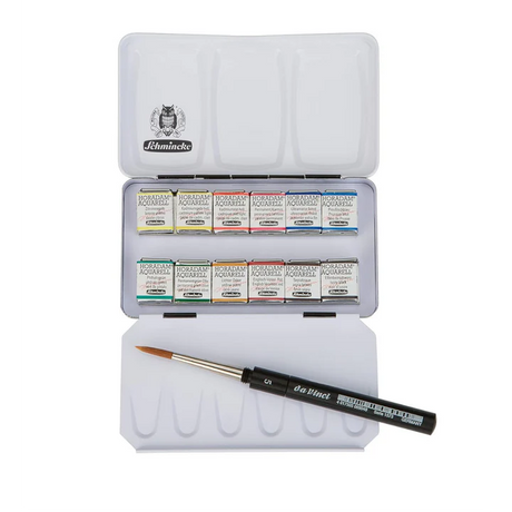 Schmincke Half Pan Watercolor Pocket Set with Compact Metal Travel Box - Retail Maharaj