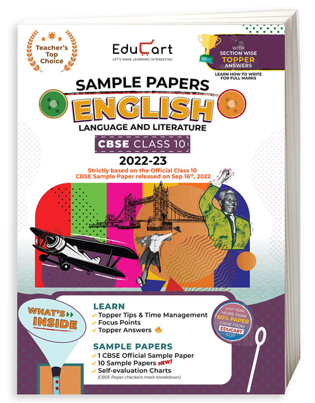 Educart CBSE Class 10 ENGLISH LANGUAGE and LITERATURE Sample Papers 2023 (With Exclusive Topper Answers and Marks breakdown 2022-23) - Retail Maharaj