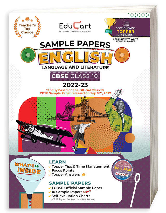 Educart CBSE Class 10 ENGLISH LANGUAGE and LITERATURE Sample Papers 2023 (With Exclusive Topper Answers and Marks breakdown 2022-23) - Retail Maharaj