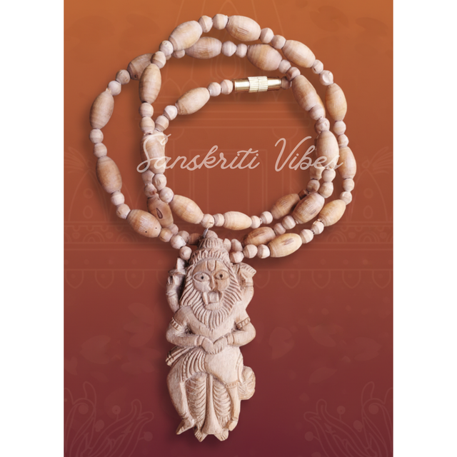 Narasimha God Tulsi Locket Mala – Beautifully Designed Tulsi Necklace for Devotion and Spiritual Practices - Retail Maharaj