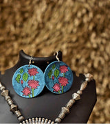 Divine Bloom Buddha Pendant Set – Hand-Painted Spiritual Necklace and Earrings