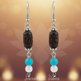 Handmade Beautifully Designed Radha Carved Tulsi Earrings – Divine Spiritual Jewelry