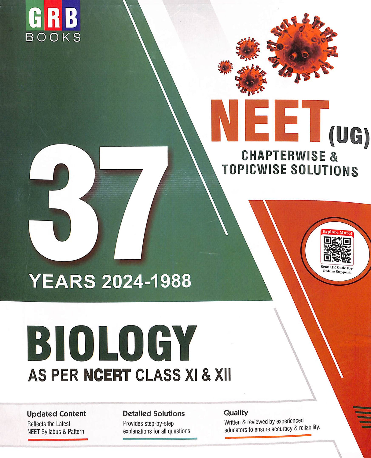 Biology 37 Years 2024-1988 Neet Ug Chapterwise & Topicwise Solutions As Per Ncert Class 11 & 12 - Retail Maharaj