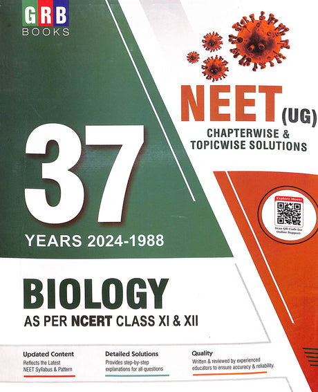 Biology 37 Years 2024-1988 Neet Ug Chapterwise & Topicwise Solutions As Per Ncert Class 11 & 12 - Retail Maharaj